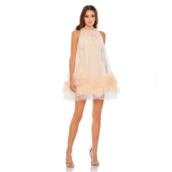 Mac Duggal Dresses & Skirts - Mac Duggal 11294 NWT HALTER NECK FLOWY PETAL A LINE MINI DRESS